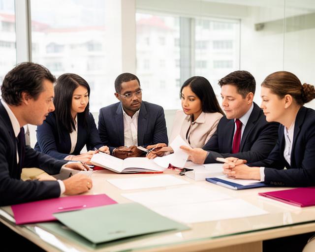 Singapore legal team reviewing documents together in a bright Commonwealth Avenue meeting room